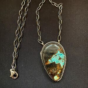 Native handmade blackjack turquoise necklace